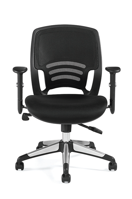 Offices to Go Black Low Back Mesh Back Tilter Conference Chair